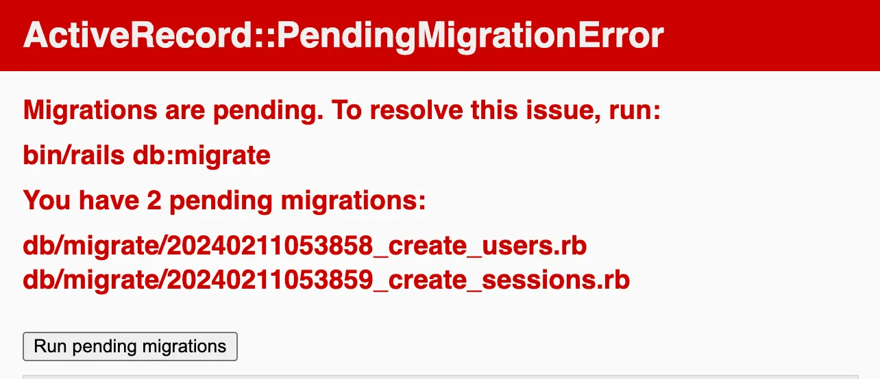 pending migrations